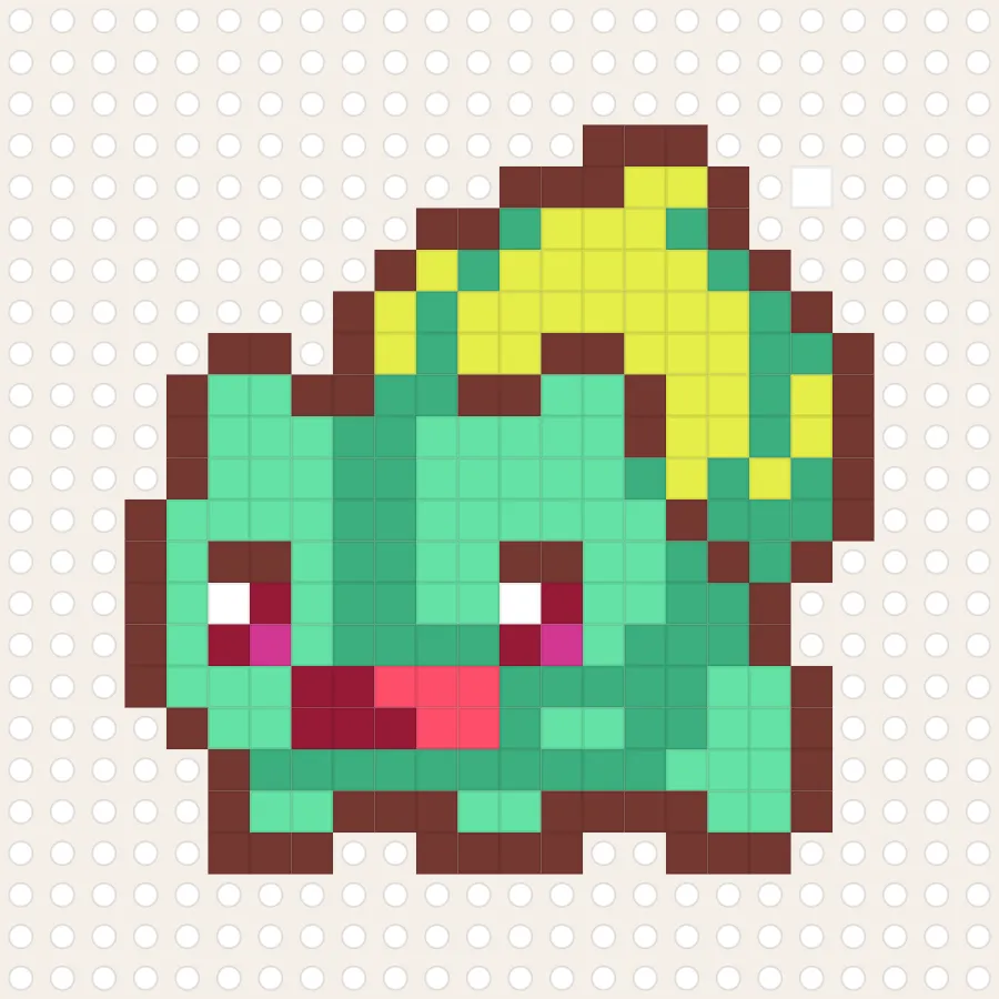 Bulbasaur Sitting Pixel Pattern perler bead chart