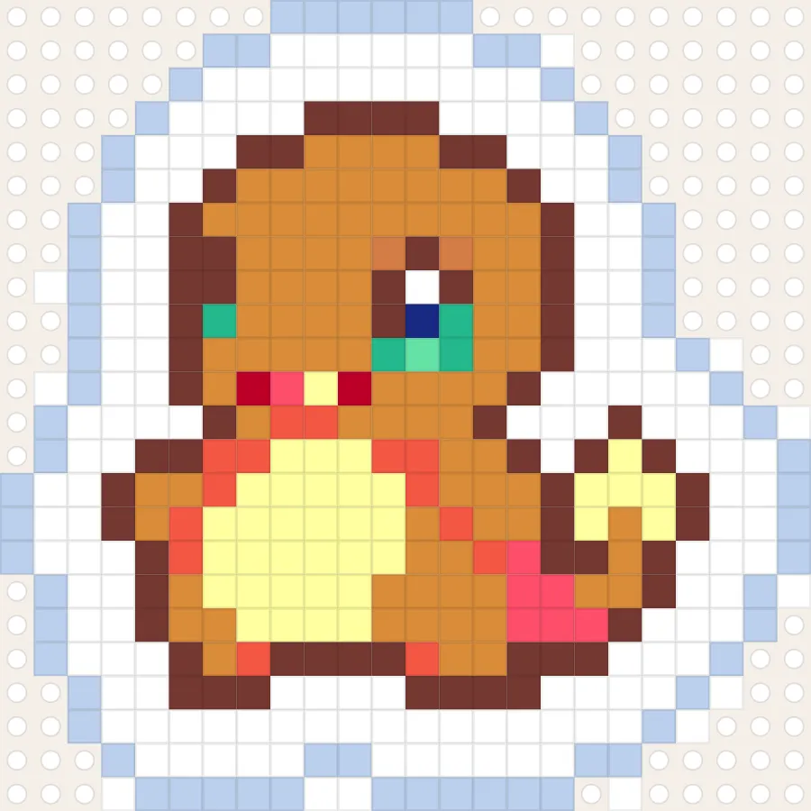 Charmander Pixel Pattern perler bead chart