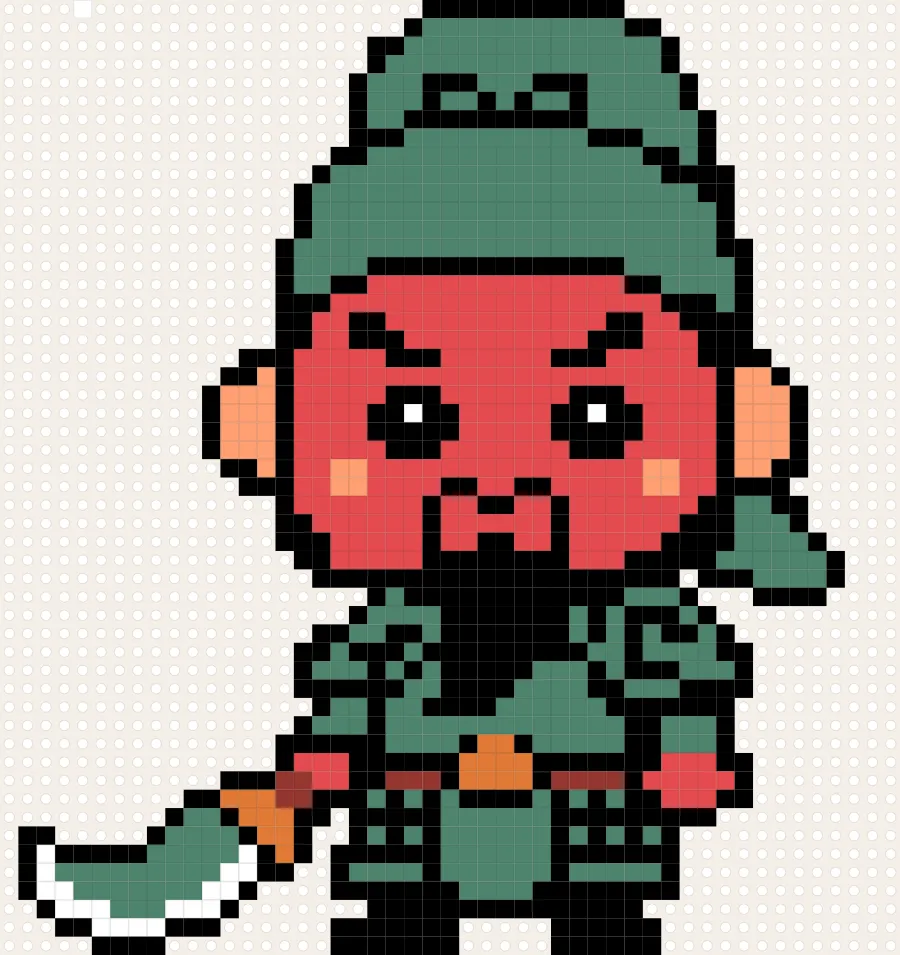 Chibi Guan Yu perler bead chart