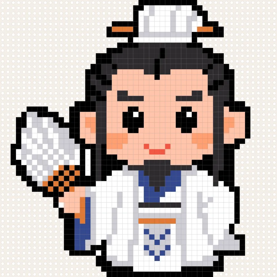 Plantilla de hama beads de Zhuge Liang chibi (52×52 cuadros)