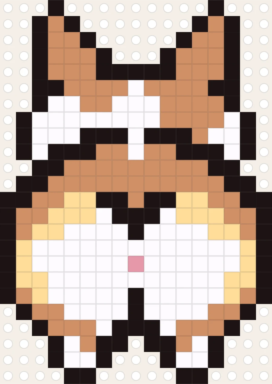 Plantilla de hama beads de Culito de corgi (17×24 cuadros)