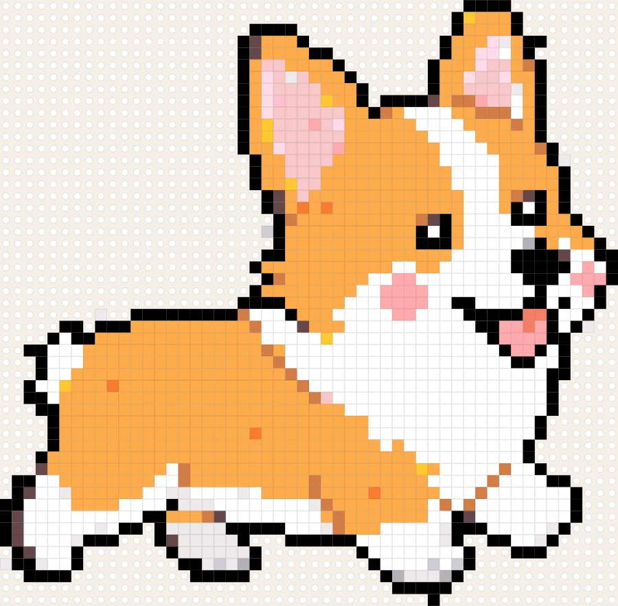 Plantilla de hama beads de Set de poses de corgi (52×51 cuadros)