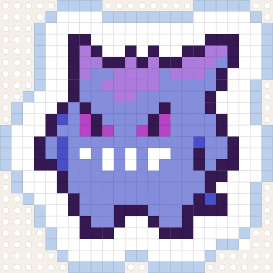 Gengar Simple Pixel Pattern perler bead chart