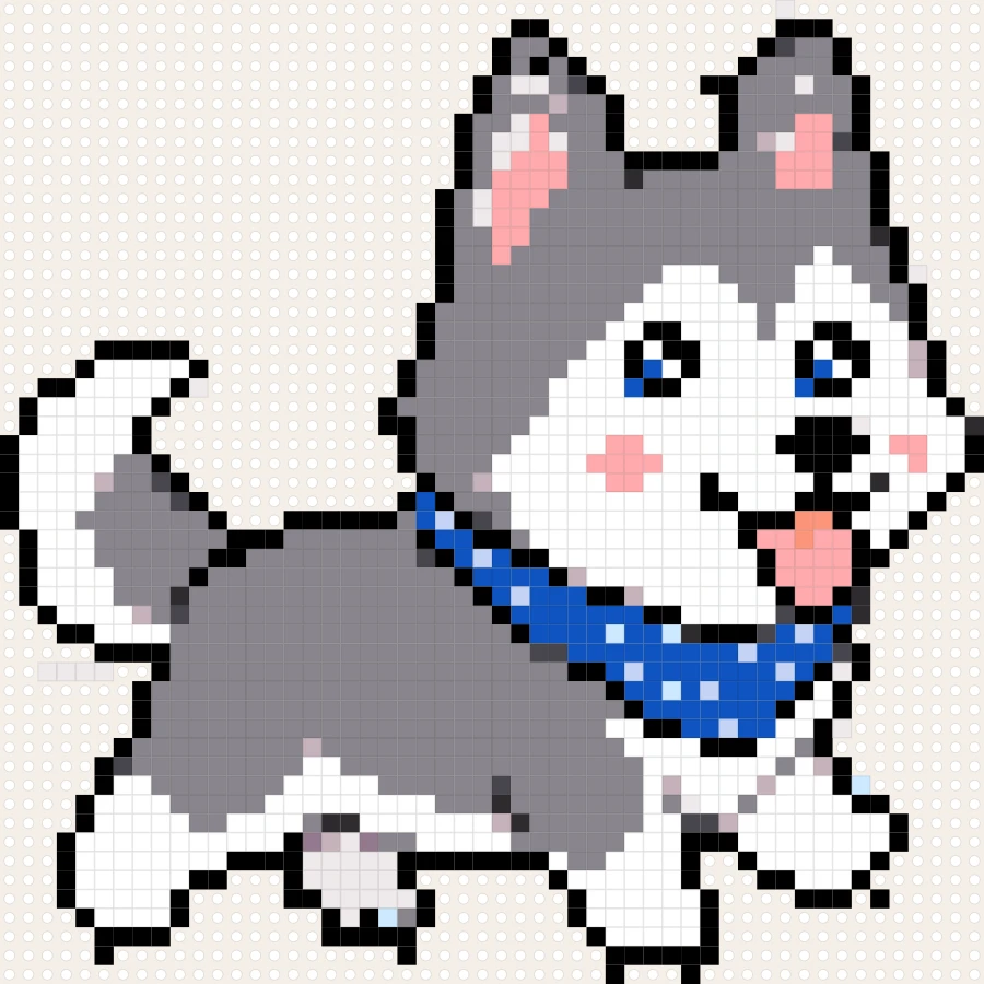 Plantilla de hama beads de Set de poses de husky (52×52 cuadros)