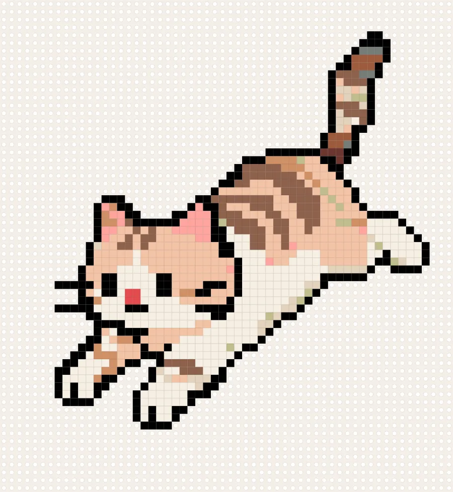 Leaping Cream Cat perler bead chart