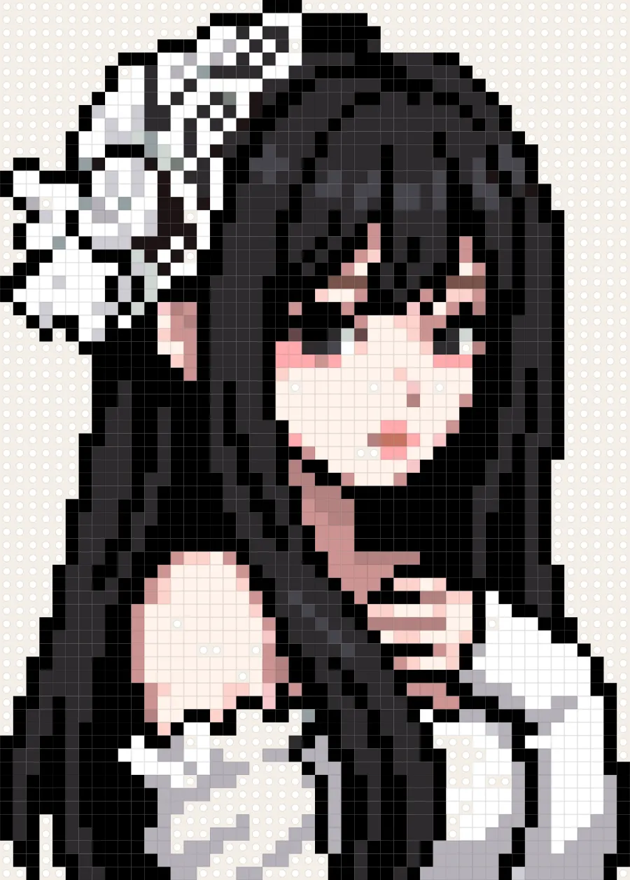 Plantilla de hama beads de Chica de pelo negro (48×67 cuadros)
