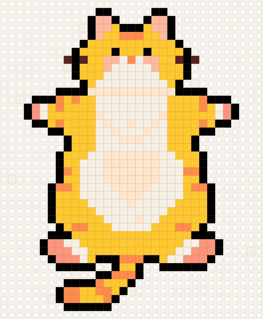 Lazy Orange Cat perler bead chart