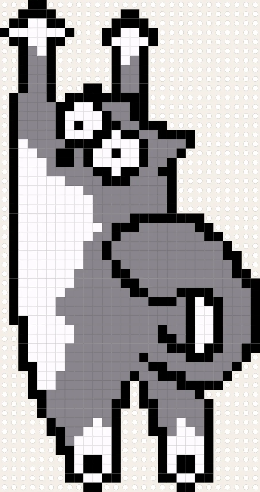 Plantilla de hama beads de Gato gris con las patas en alto (28×53 cuadros)