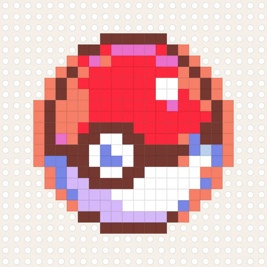 Poké Ball Pixel Pattern perler bead chart
