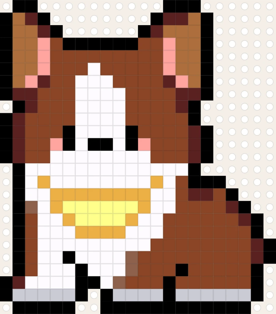 Plantilla de hama beads de Shiba inu sentado (22×25 cuadros)