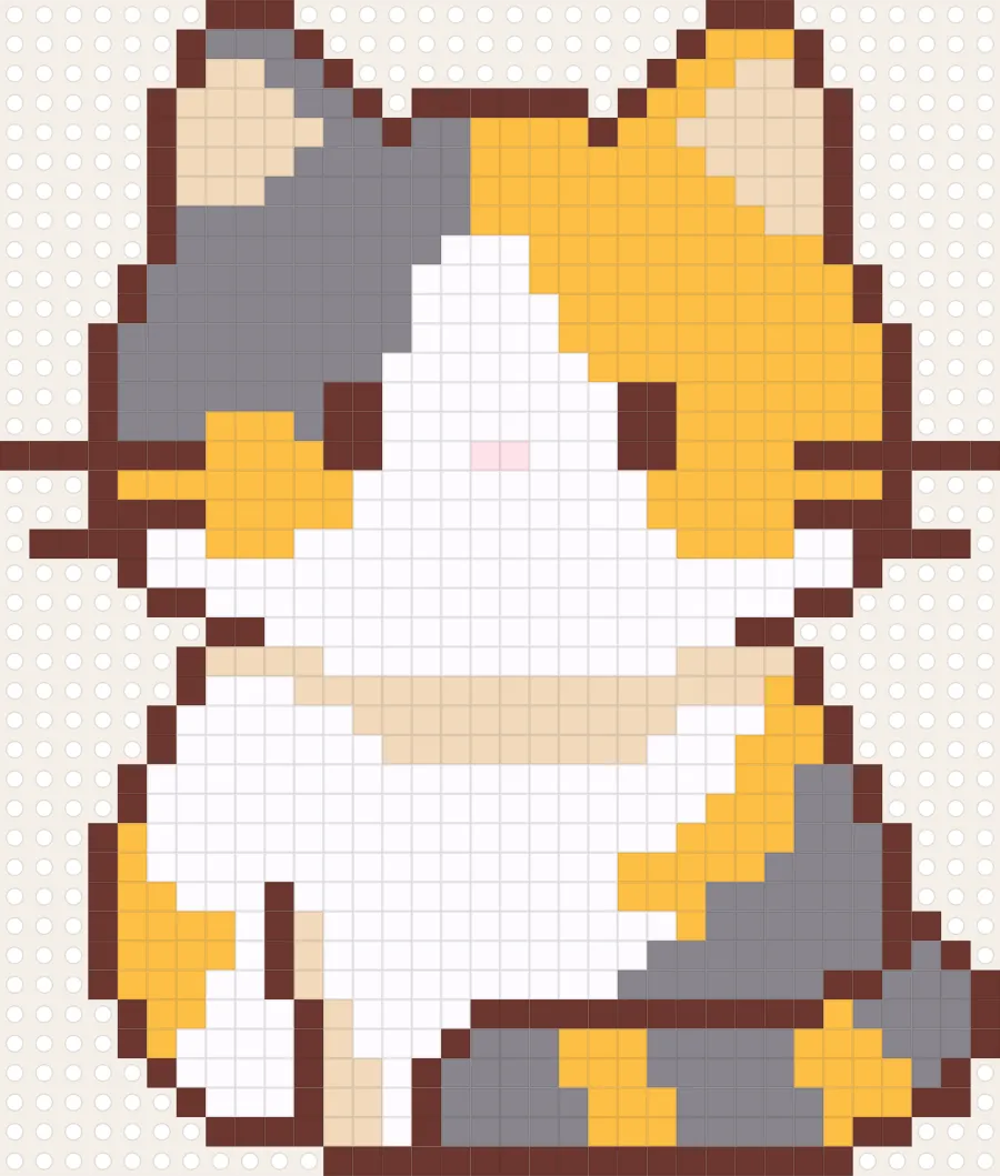 Sitting Calico Kitten perler bead chart