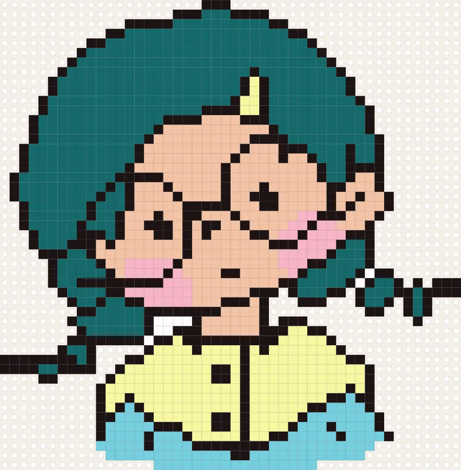 Teal Braids Girl perler bead chart