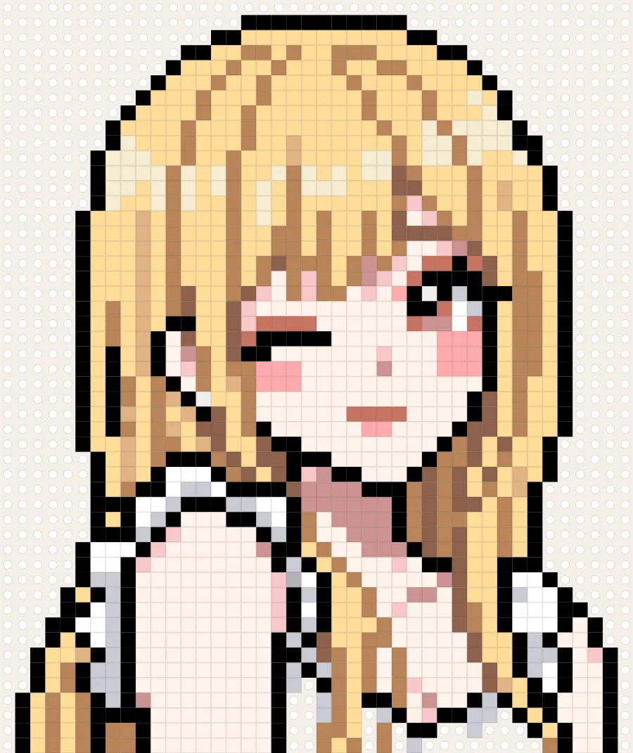 Plantilla de hama beads de Chica rubia guiñando un ojo (42×50 cuadros)