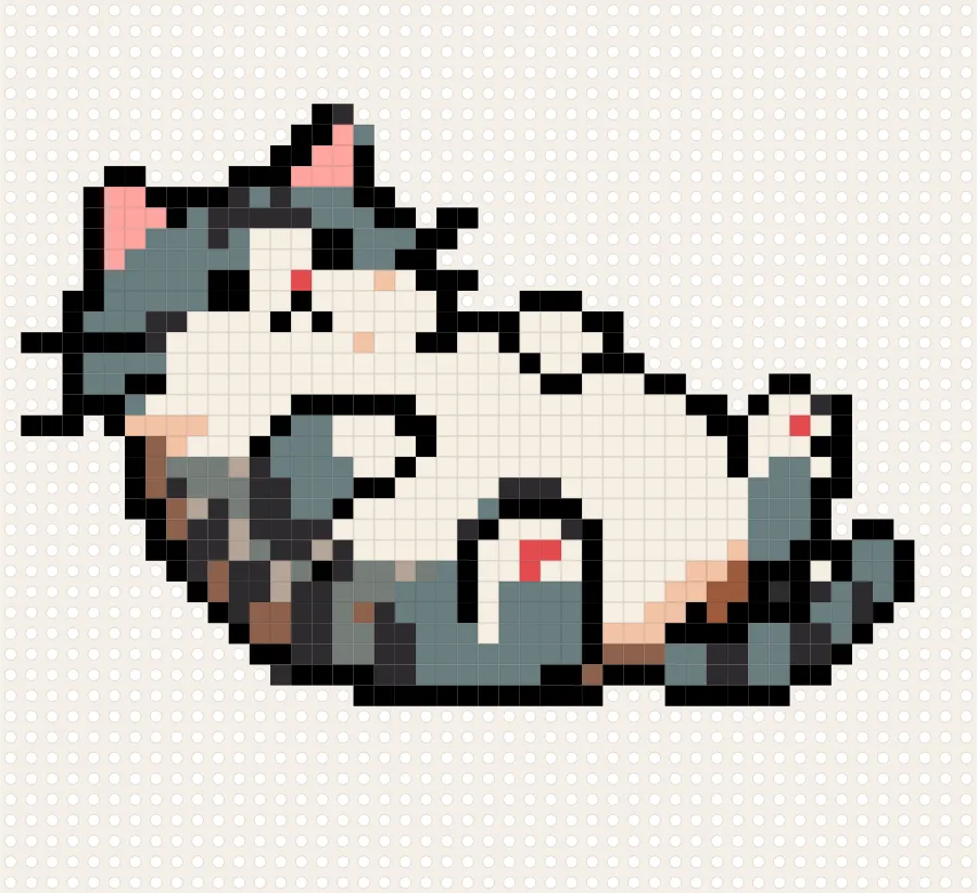 Lounging Chubby Cat perler bead chart