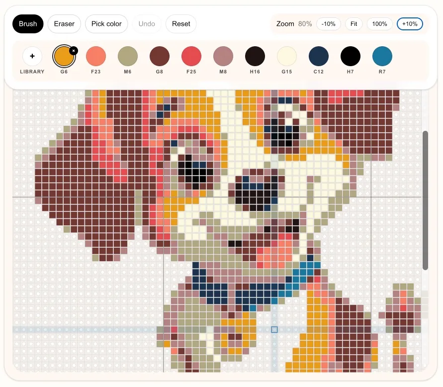 Editing a bead pattern by hand in the editor