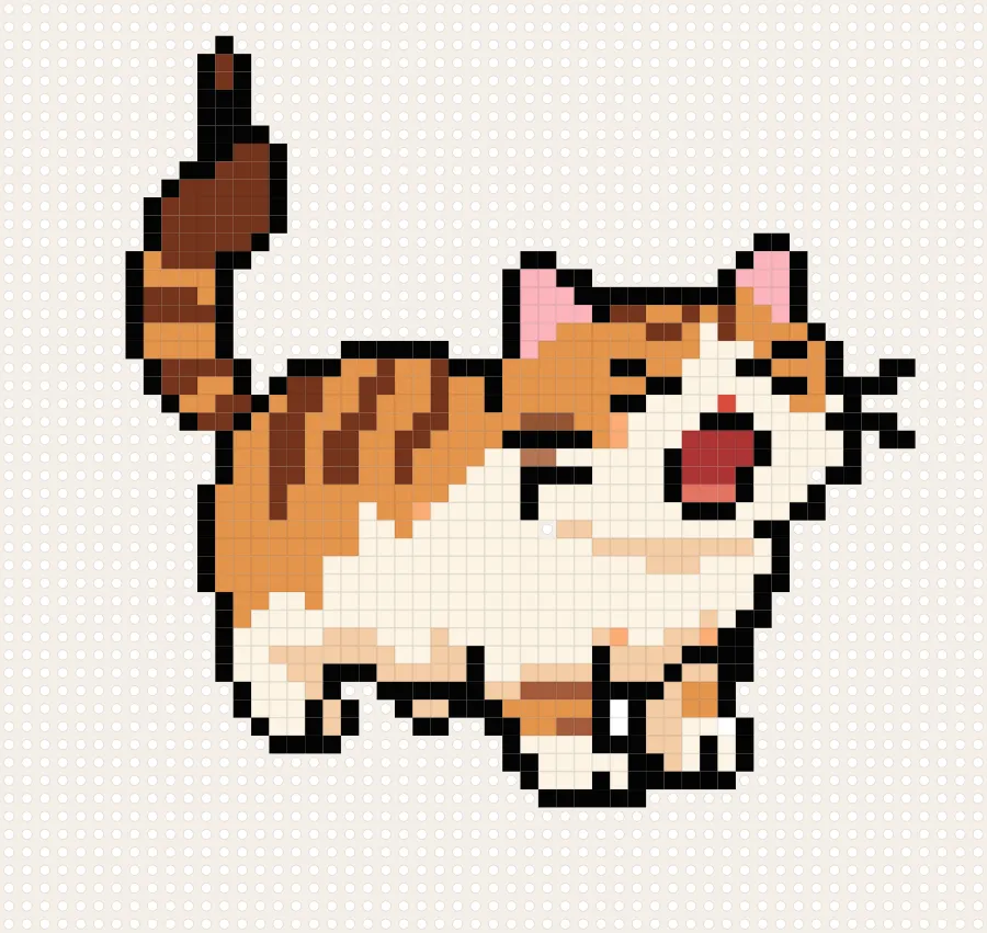 Big Orange Yawning Cat perler bead chart