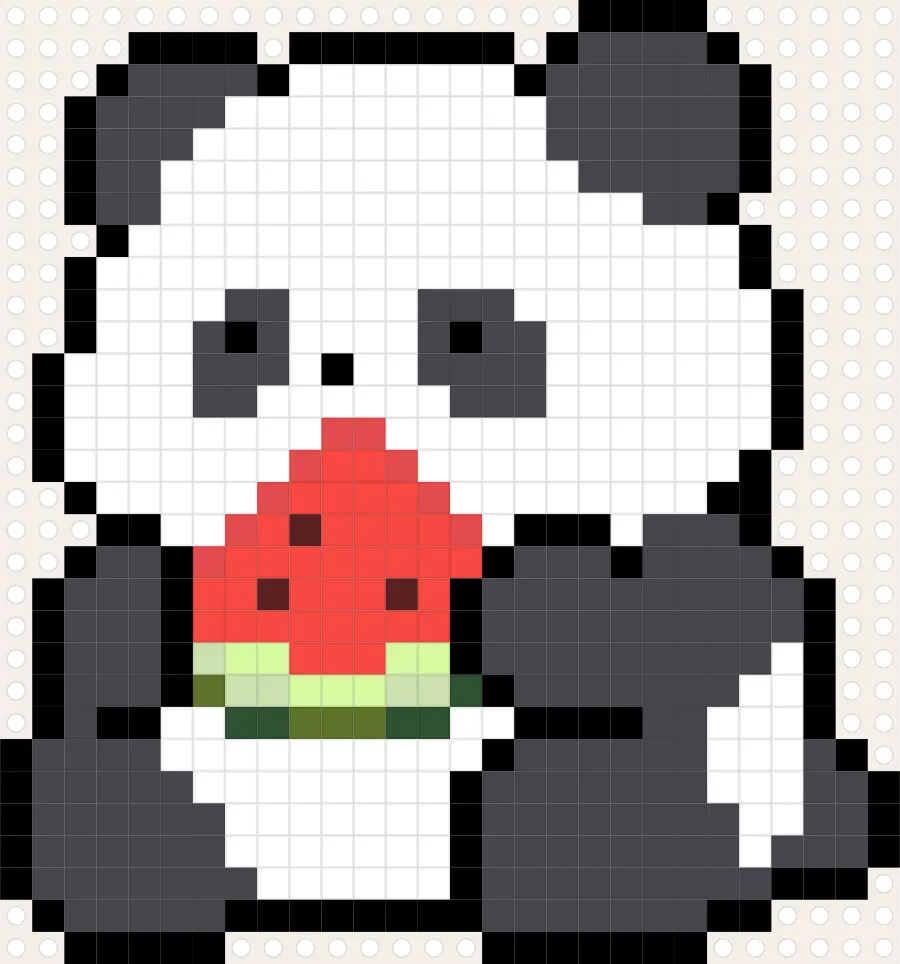 花束パンダのアイロンビーズ図案(28×30マス)