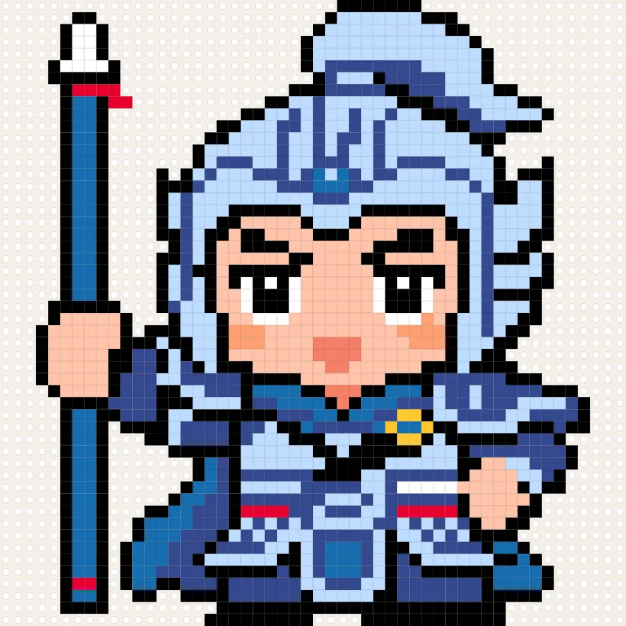 Chibi Zhao Yun perler bead chart