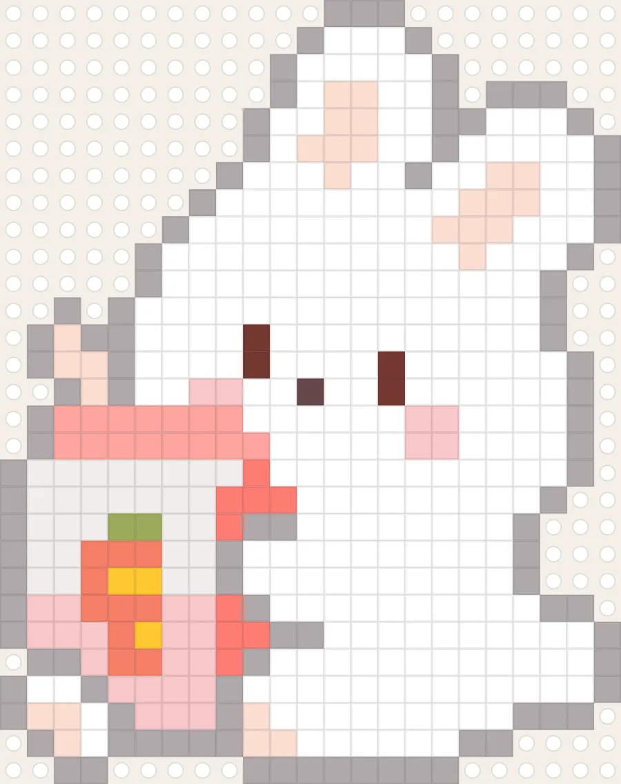 にんじんうさぎのアイロンビーズ図案(23×29マス)