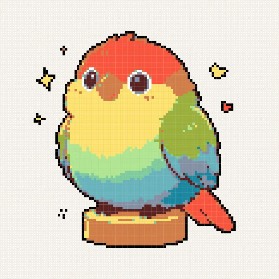 Cute Rainbow Parrot perler bead chart