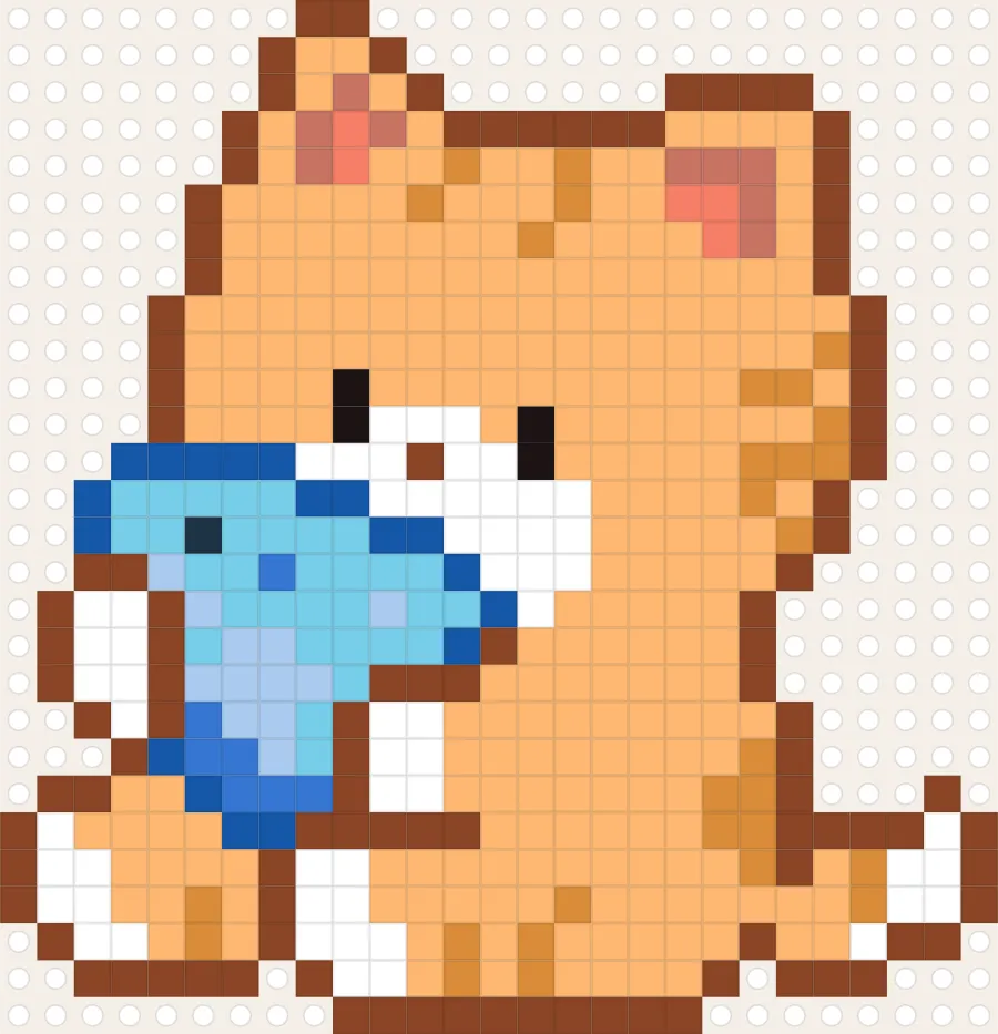 おさかなスナックねこのアイロンビーズ図案(27×28マス)