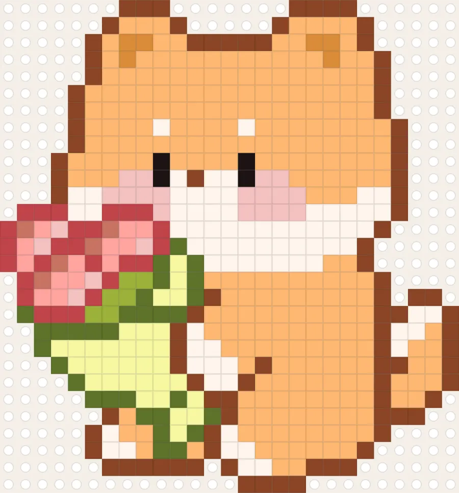 花畑の子犬のアイロンビーズ図案(27×29マス)