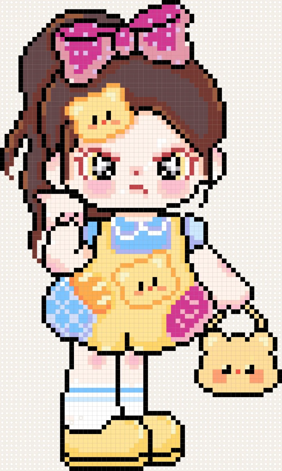 Starry Dress Girl perler bead chart