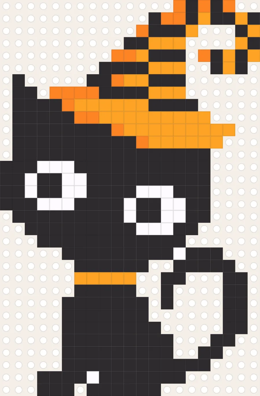 魔女帽子の黒ねこ アイロンビーズ 図案 無料PDF